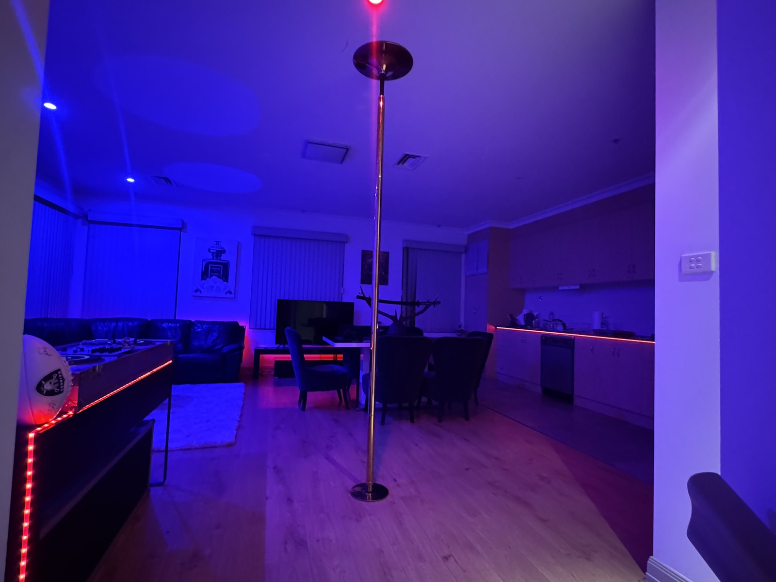 Pole lounge in blue light